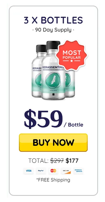Kerassentials 3 bottles package - save money on nail fungus treatment